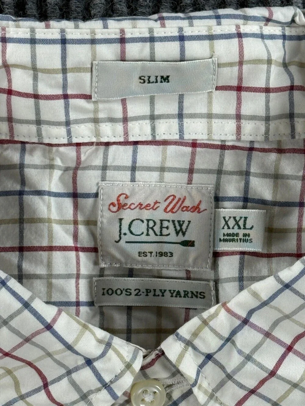 J.Crew Secret Wash Slim Long Sleeve Button Down Men XXL 100's 2-Ply Yarns Preppy
